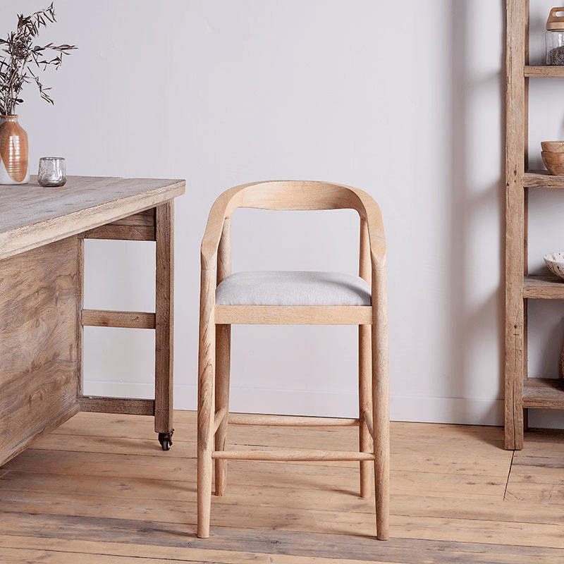 Anbu Mango Wood Counter Chair, Natural