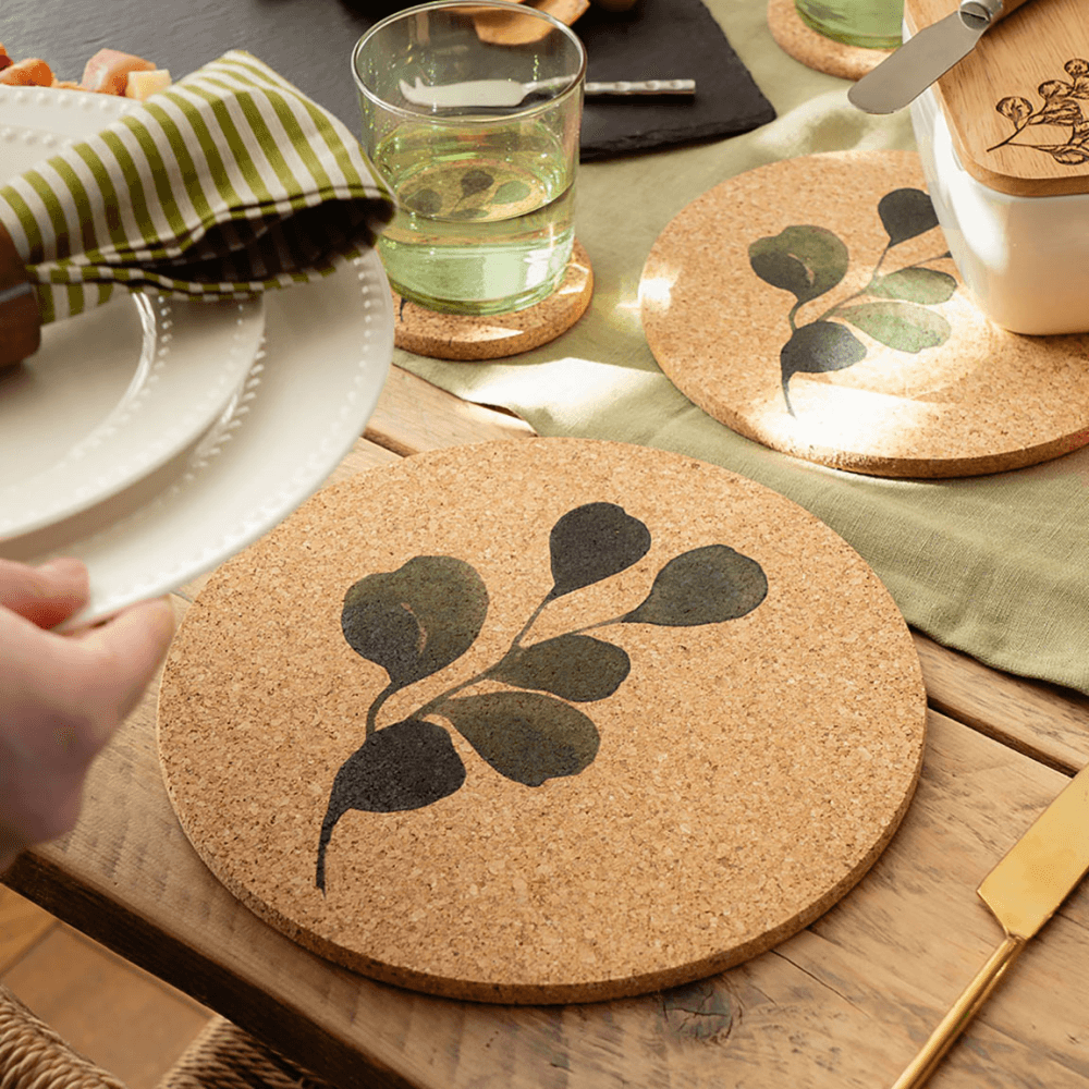 Flora Set of 4 Coasters & Placemats Set, Natural