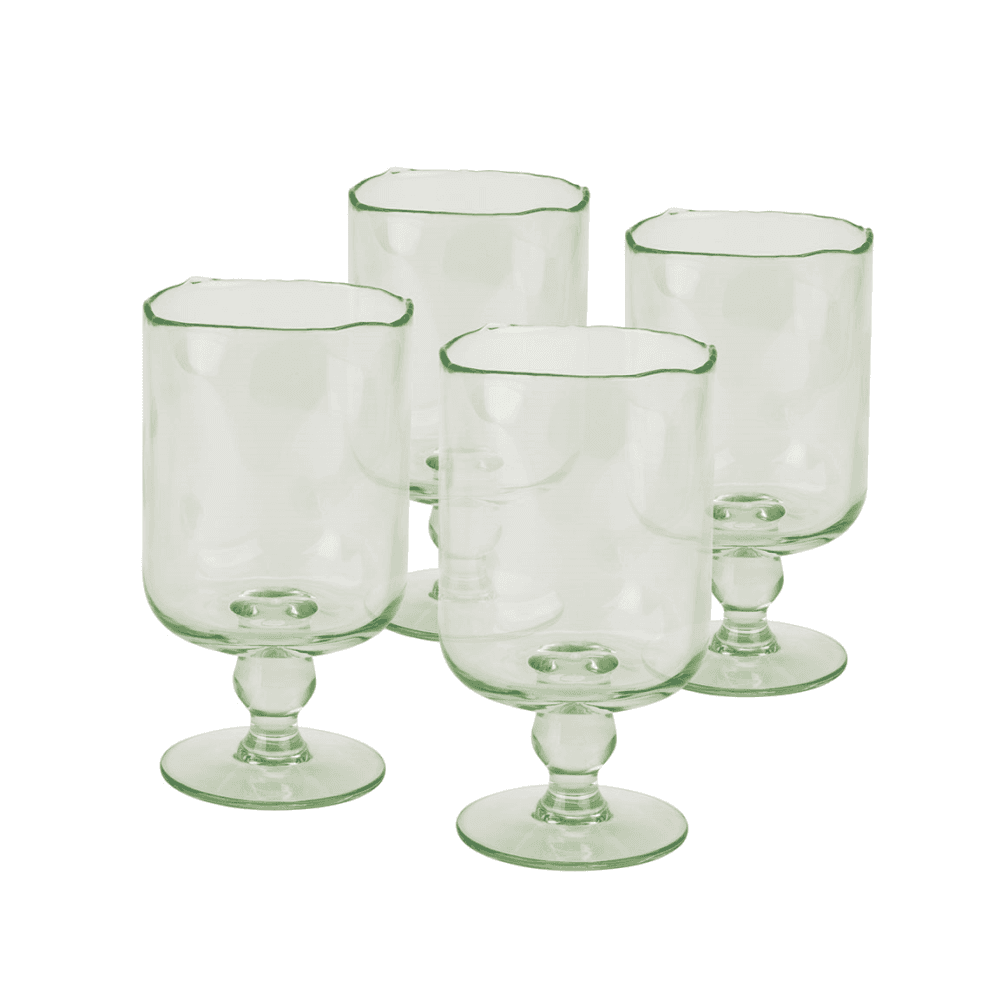 Travellers Rest Set of 4 Wine Glasses, Green