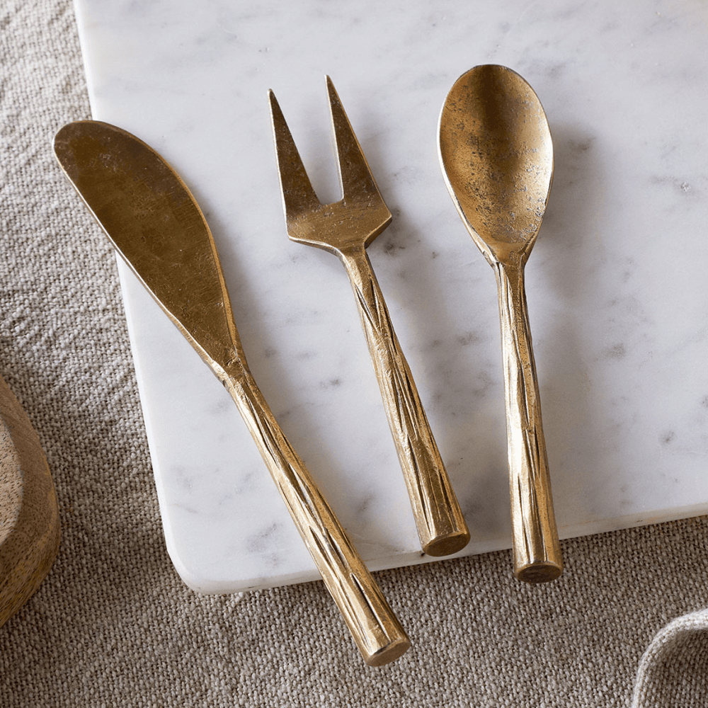 Roda Serving Set, Antique Brass