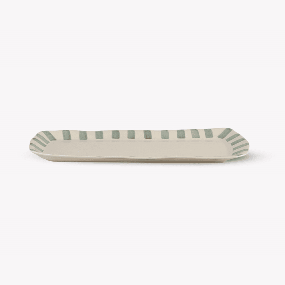 Cranwell Stripe Edge Tray, Fern