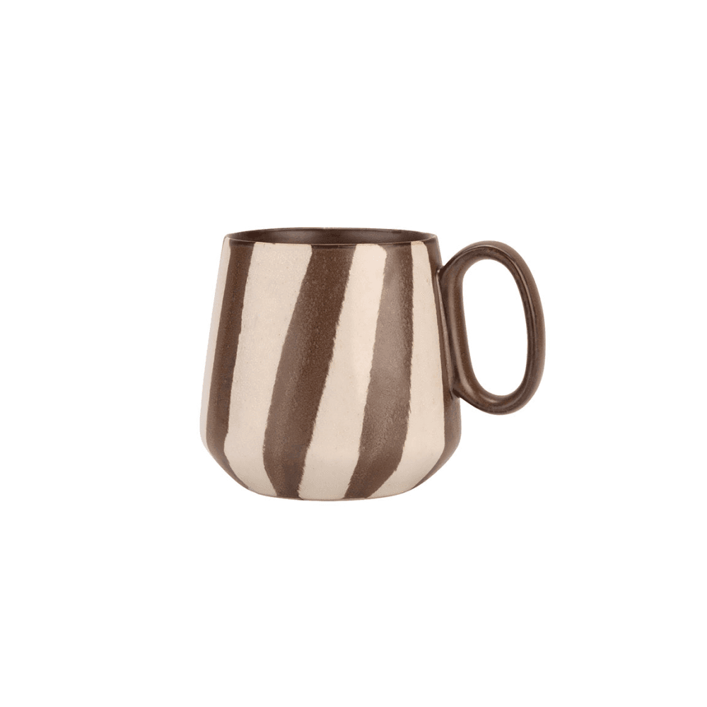 Travellers Rest Stripe Set of 4 Mugs, Brown