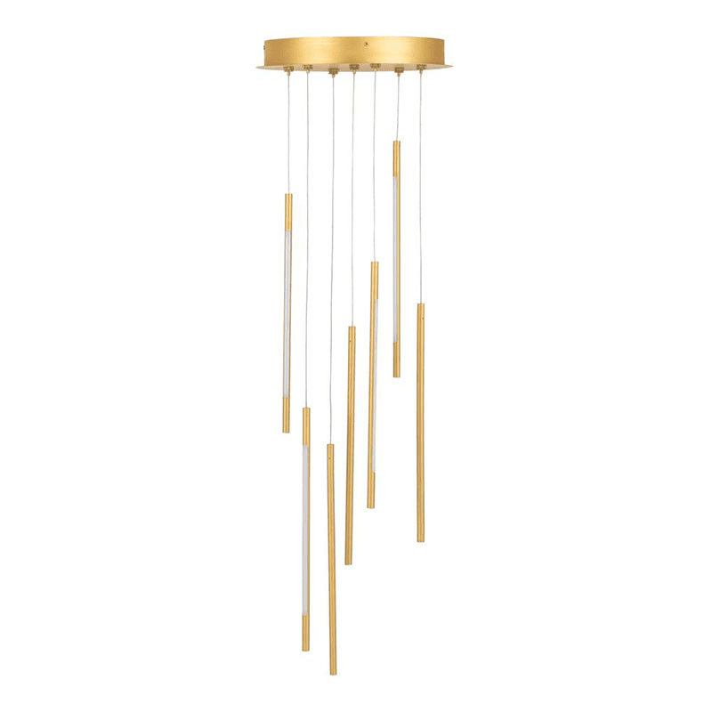 Saber Led 7 Light Cluster Pendant Chandelier, Gold