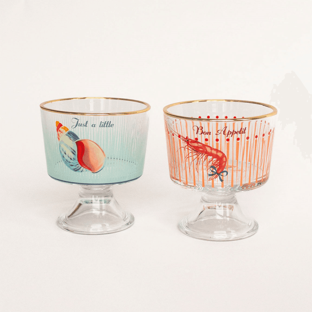 Shrimp Set of 2 Dessert Glasses, Clear