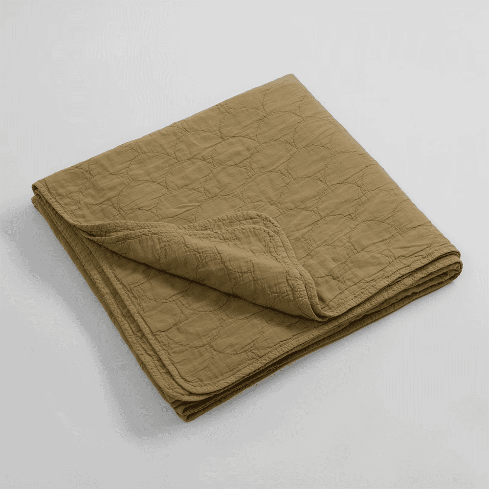 Milo Cotton Quilted Throw, Mustard
