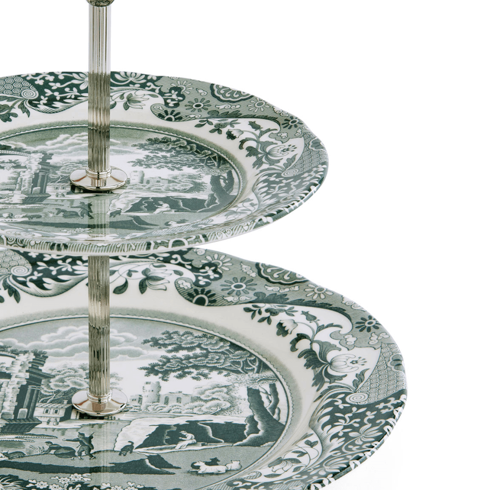 Heritage Italian 2 Tier Cake Stand, Green