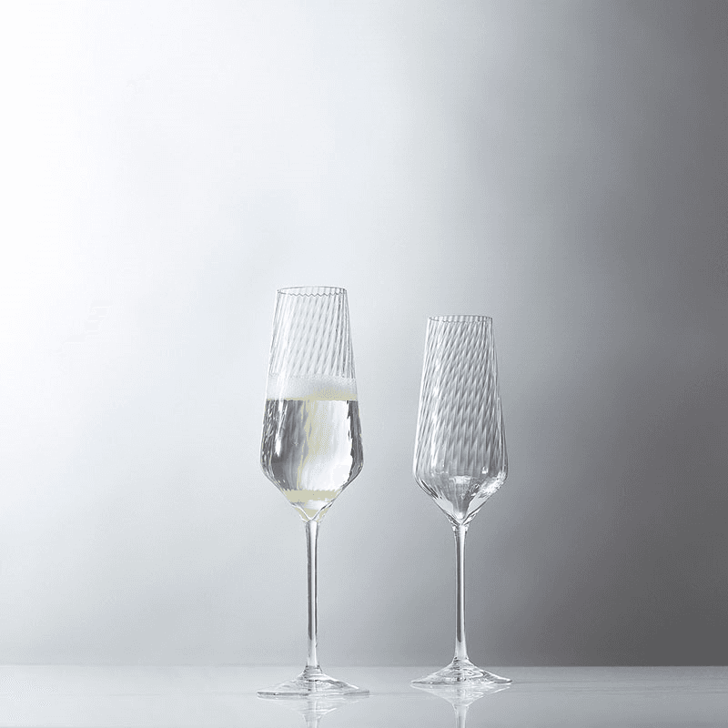 Swirl Set of 2 Champagne Flutes, Clear