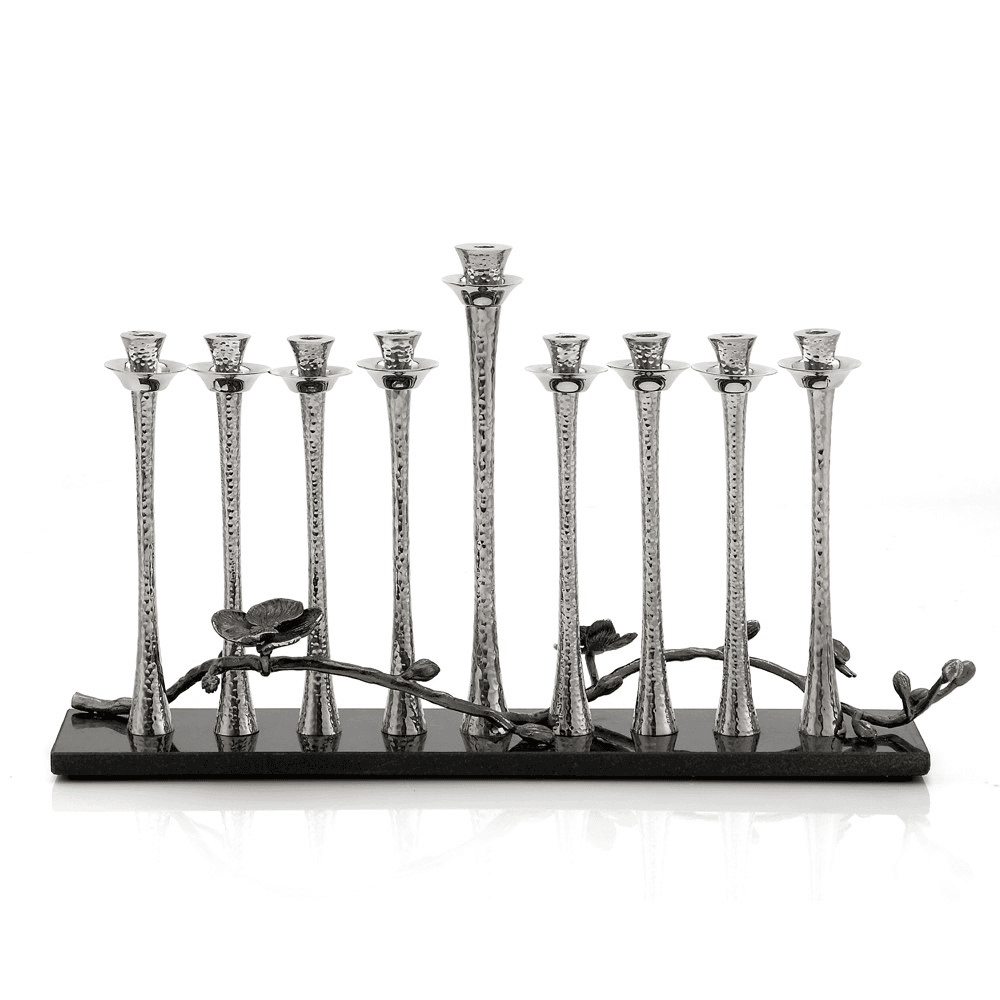 Black Orchid Menorah, Silver And Black