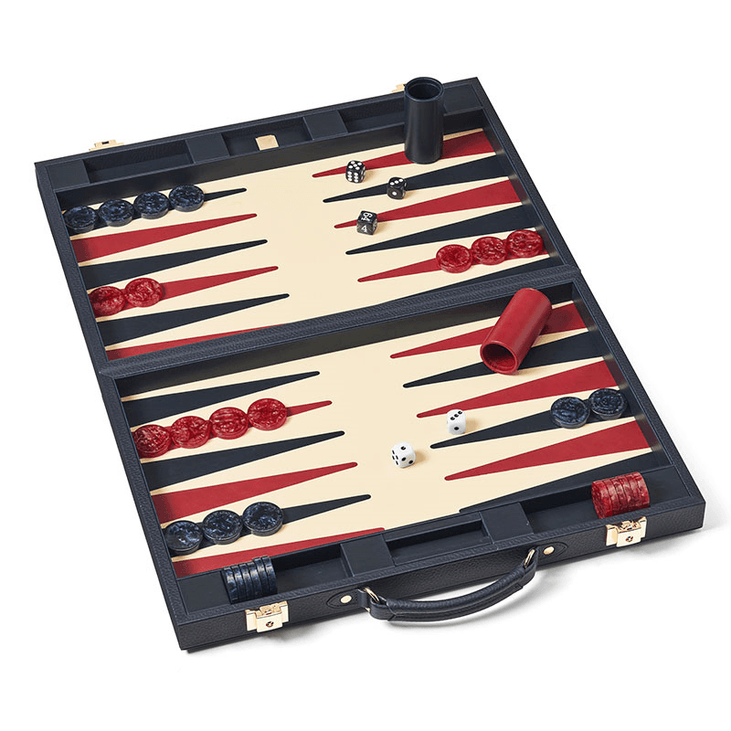 Backgammon Set, Navy Pebble
