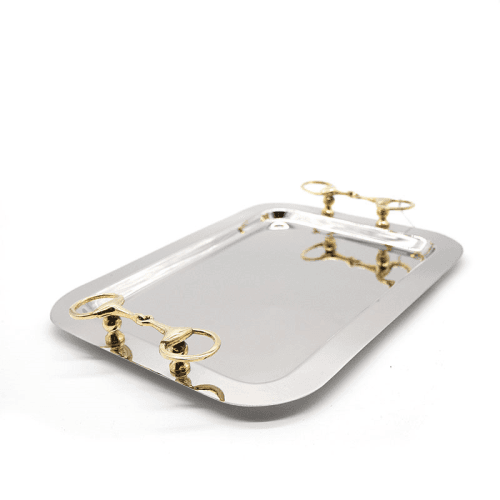 Image showing the Equestrian Tray, Silver & Gold product.