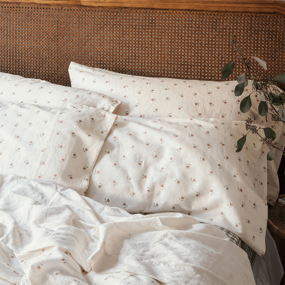 Posy Bud Pair of Linen Blend Pillowcases