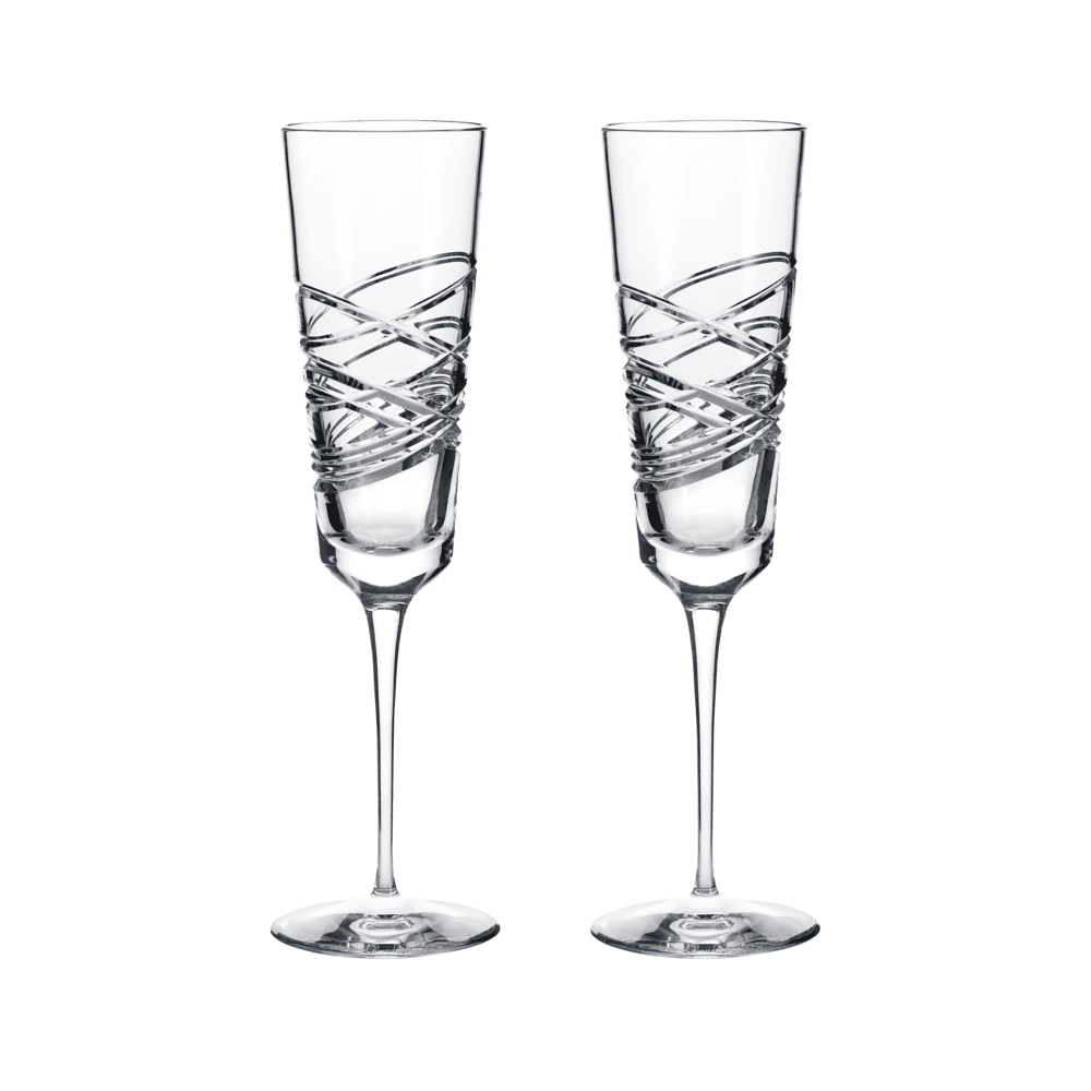 Aran Set of 2 Champagne Flutes, Clear