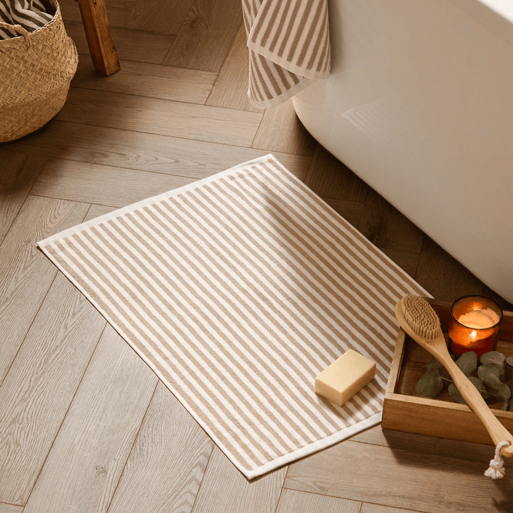 Hebden Striped Cotton Bath Mat