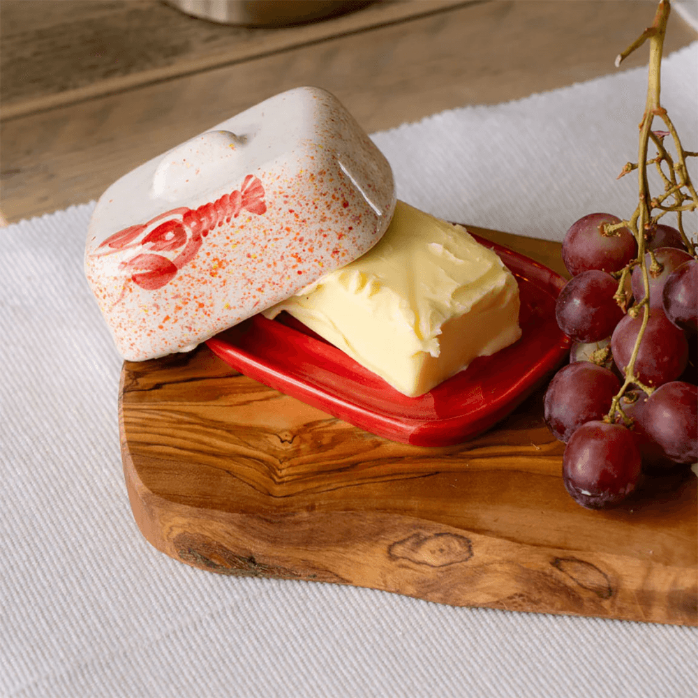 Lobster Butter Dish, Red