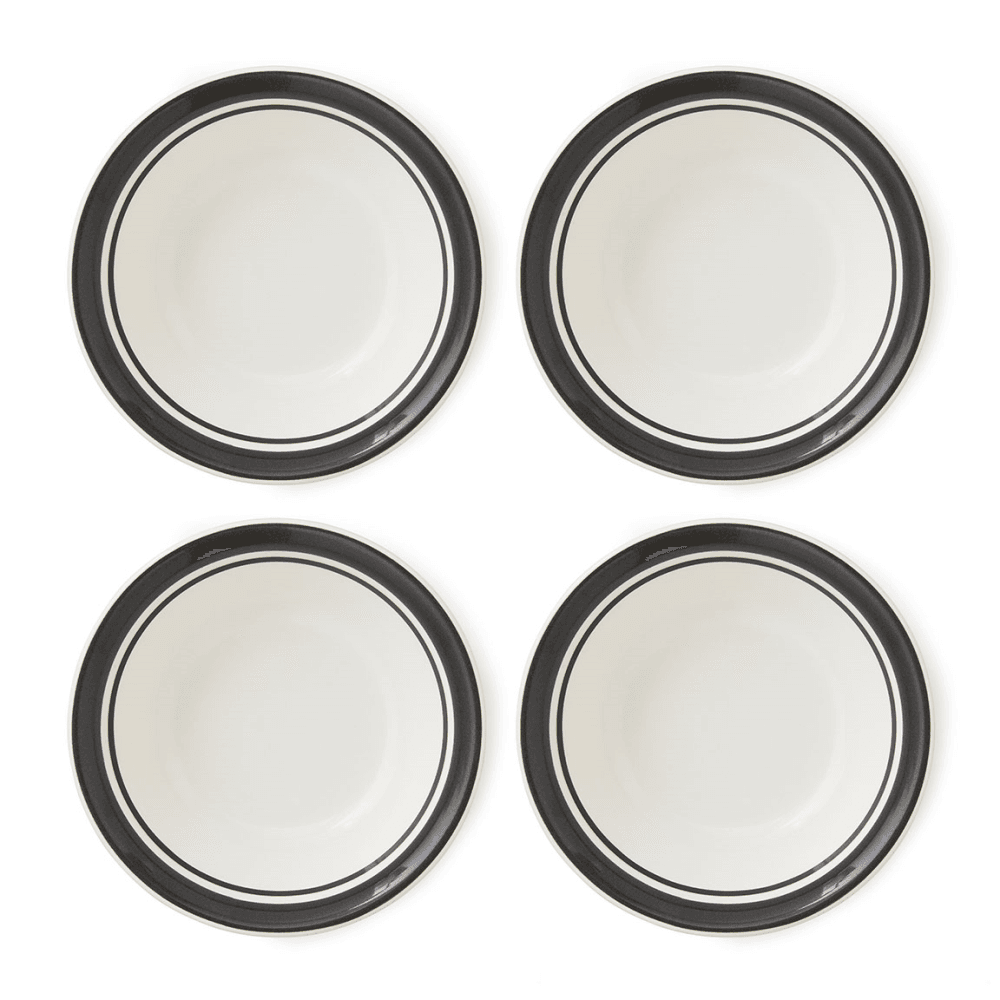 Potters Stripe Set of 4 Bowls, Black