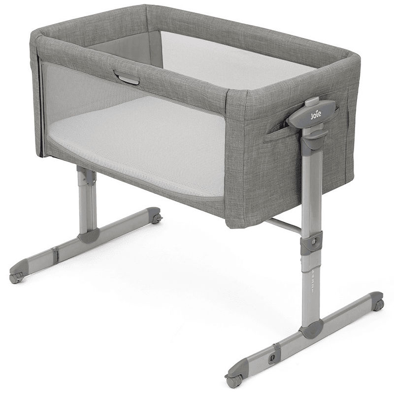 Roomie Glide Bedside Crib With Gliding Function, Foggy Grey