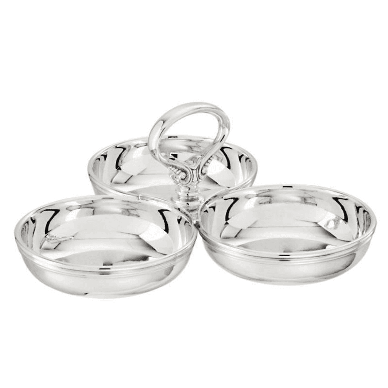 Contour Relish dish, 3 compartment, silver plate