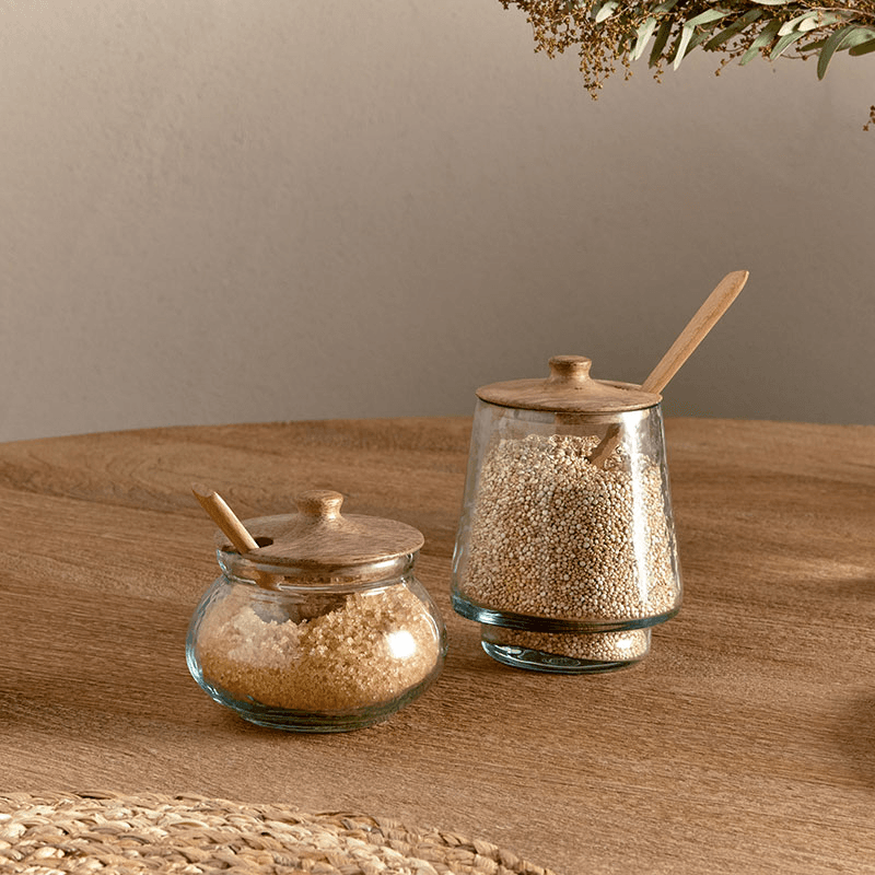 Kali Round Storage Jar, Natural & Clear