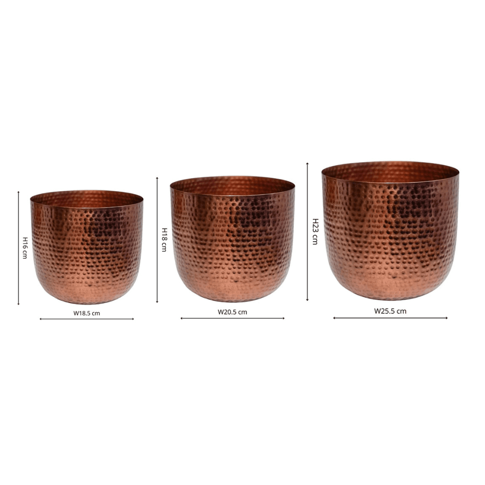 Felix Hammered Metal Set of 3 Planters