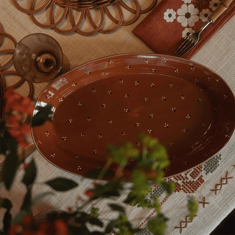 Dotty Serving Platter, Terracotta