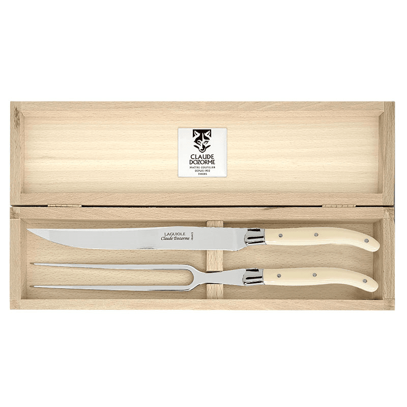 Laguiole 2 piece carving set in box, Ivoirine