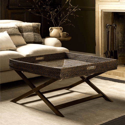 Image showing the Wittering Rattan Coffee Table With Stand, Antique Brown product.