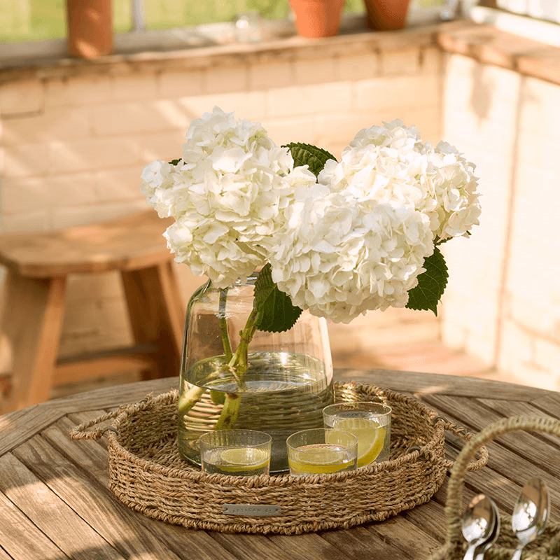 Seagrass Round Tray With Handles, Natural