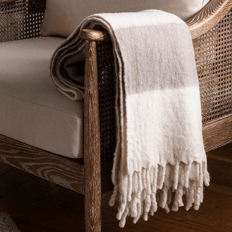 Leigh Wide Stripe Throw, Natural Stripe