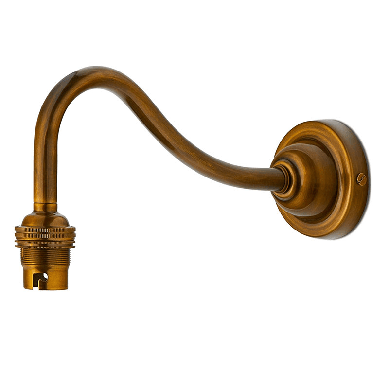 Swan Neck Wall Light Fitting, Antiqued Brass