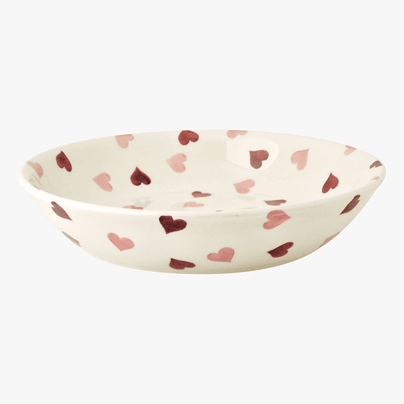 Pink Hearts Pasta Bowl, Cream