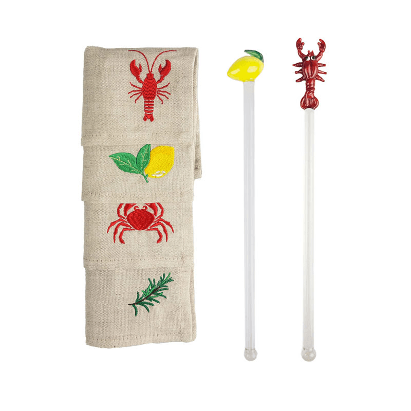 Lobster & Lemon Cocktail Set, Red