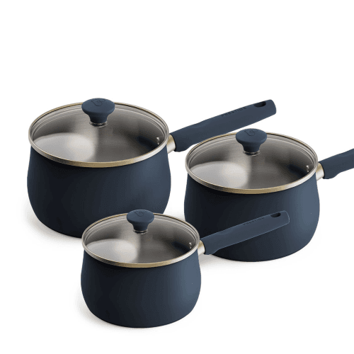 Image showing the Stainless Steel 3pc Non-Stick Saucepan Set product.