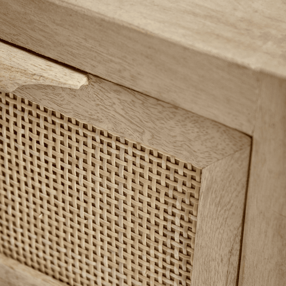 Rattan Webbing Bedside Table, Natural