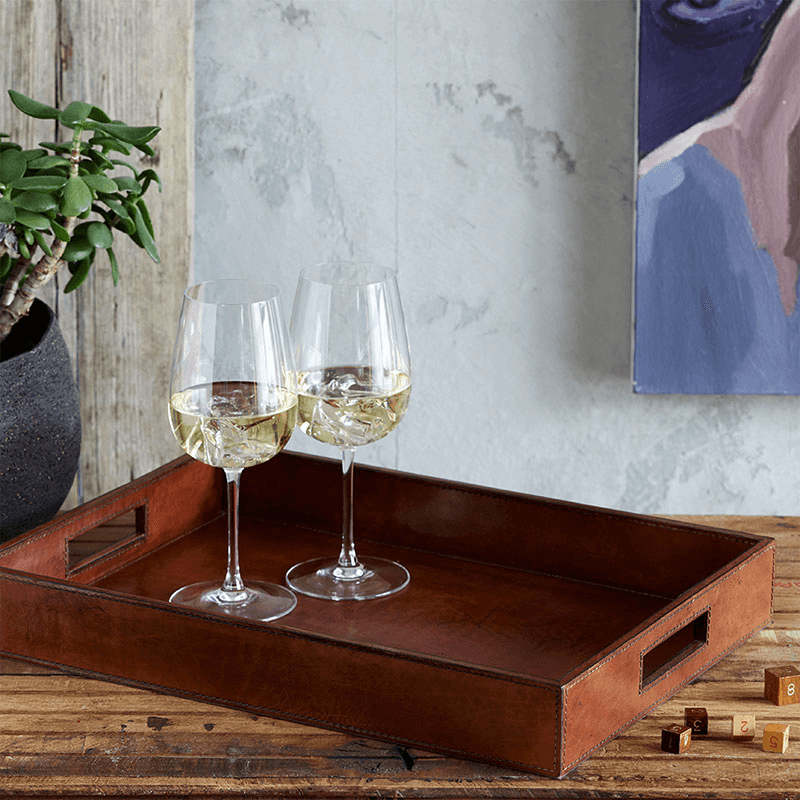 Rectangular tray, Tan Leather