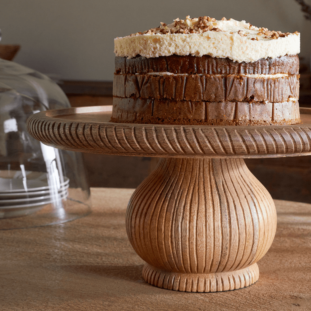 Vivan Glass Cake Stand & Dome, Natural