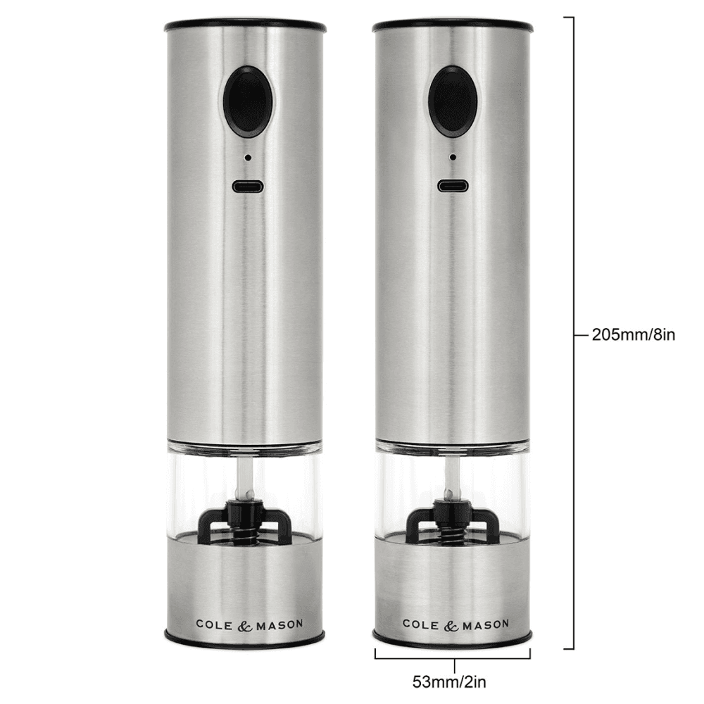 Battersea Electronic Salt & Pepper Mill Set, Silver