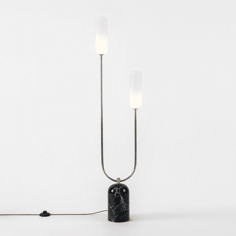 Curve Marble Floor Lamp, Olive Green