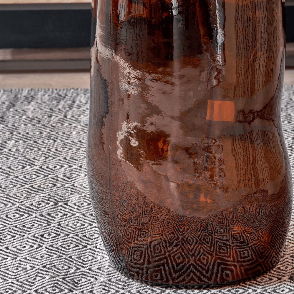 Organic Shaped Recycled Glass Tall Vase, Pecan Brown