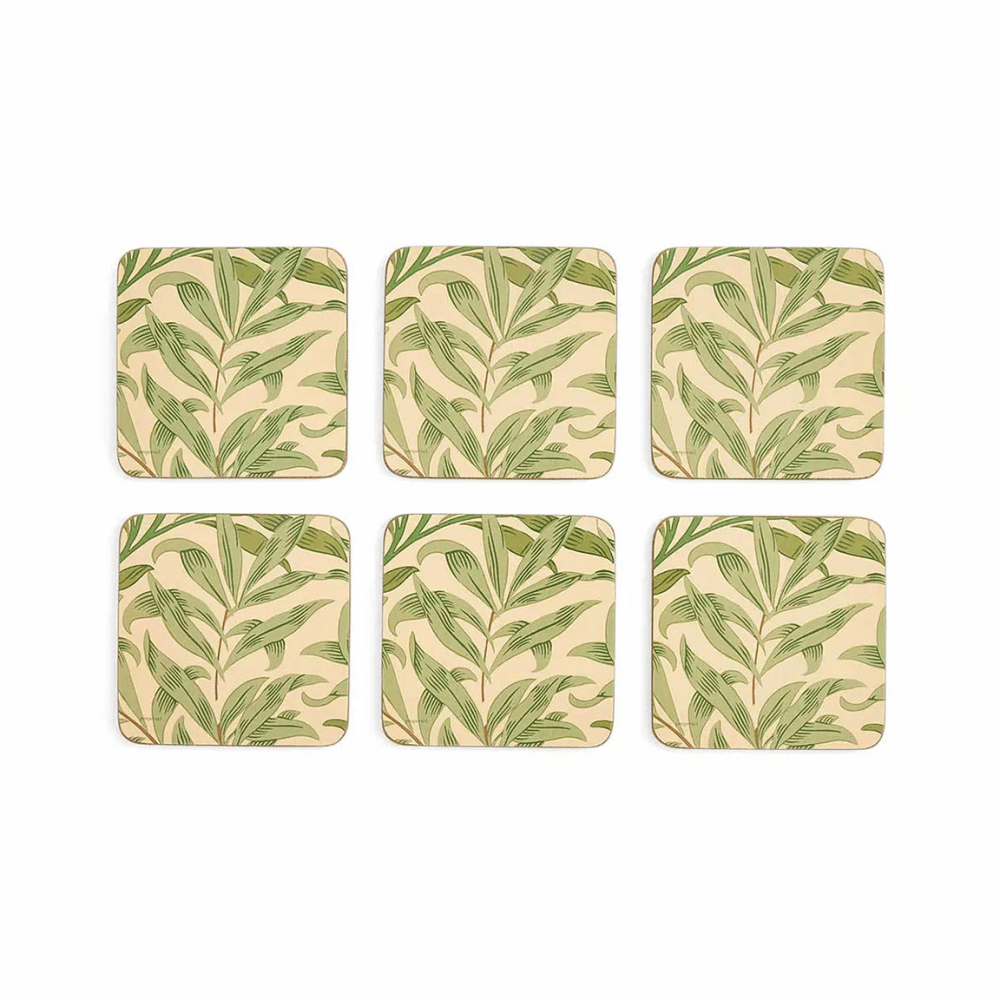 Willow Boughs Set of 6 Coasters, Green