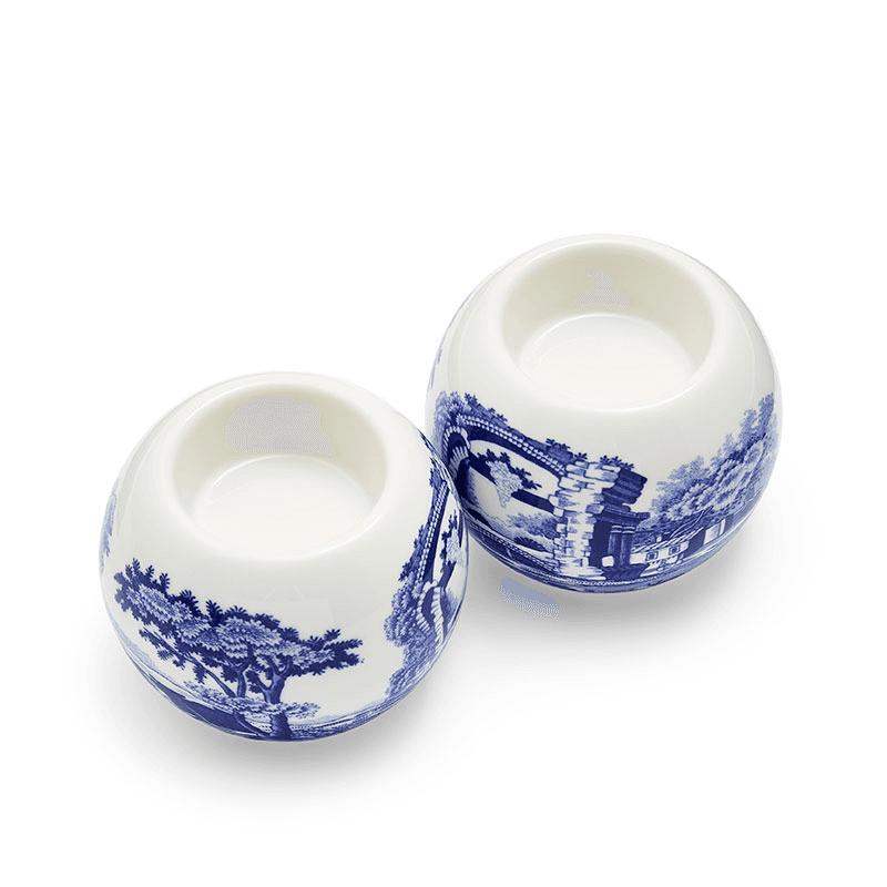 Blue Italian Set of 2 Tealight Holders, Blue