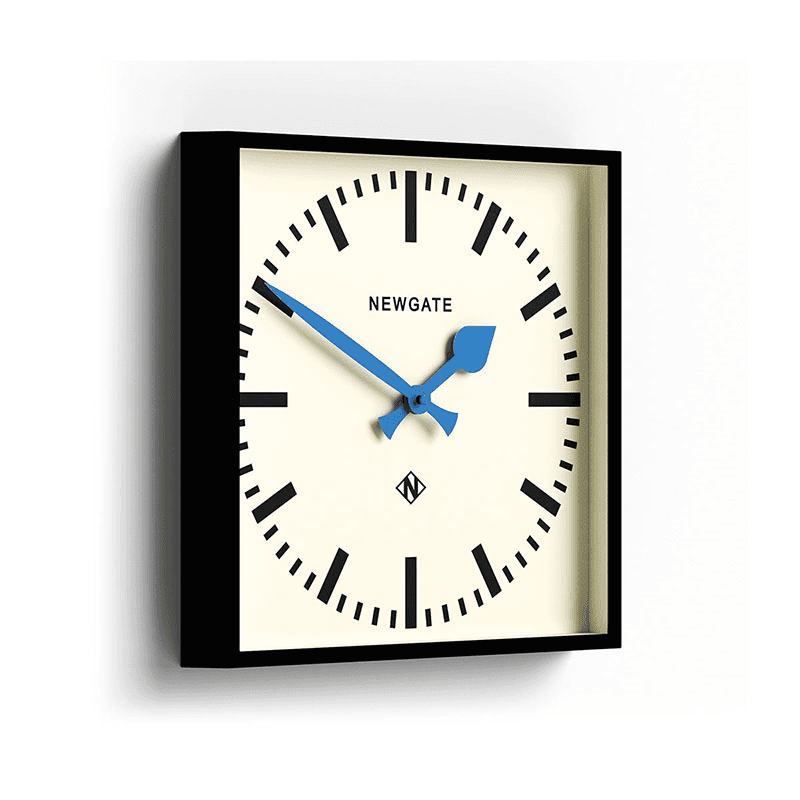 Number Five Wall Clock with Blue Hands, Black