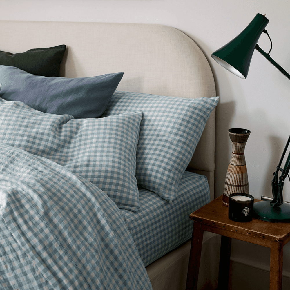 Gingham Pair of Linen Pillowcases