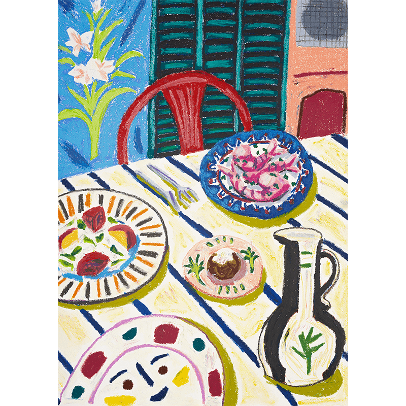 Tapas Dinner Print, Blue