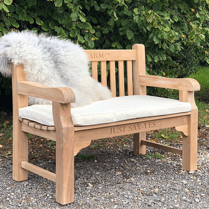 Personalised Snuggle Seat Parkland Garden Bench, Teak