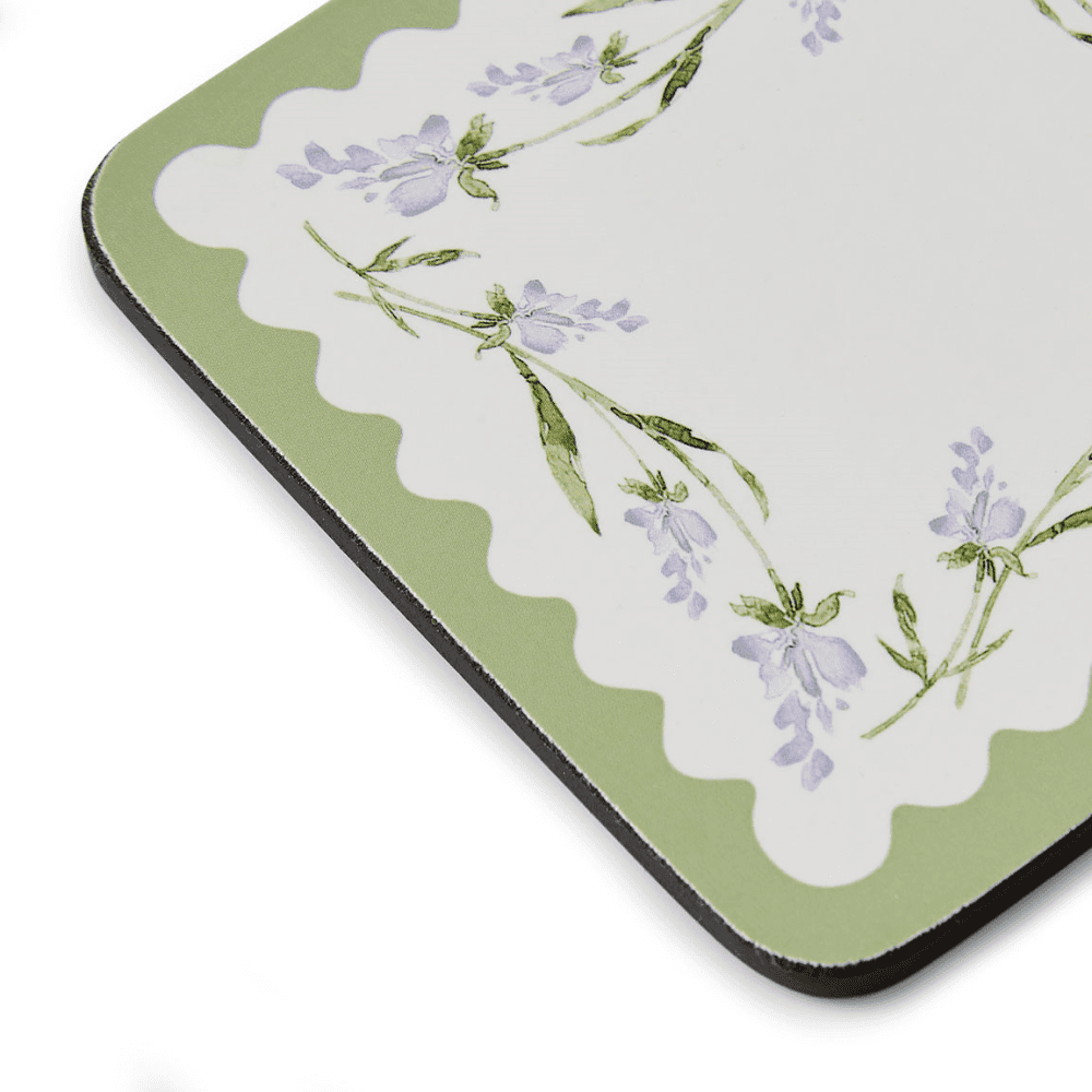 Lavandula Set of 6 Coasters, White