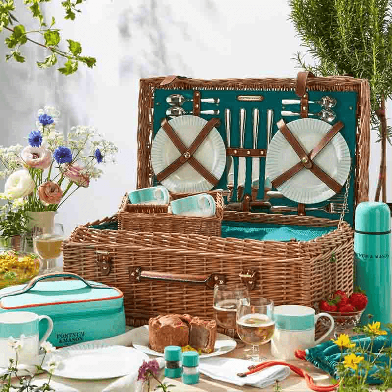 Fortnum's Stripe Picnic Hamper, Eau De Nil