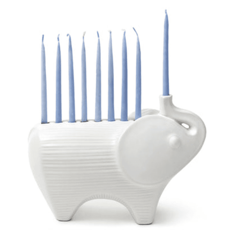 Elephant Menorah, White