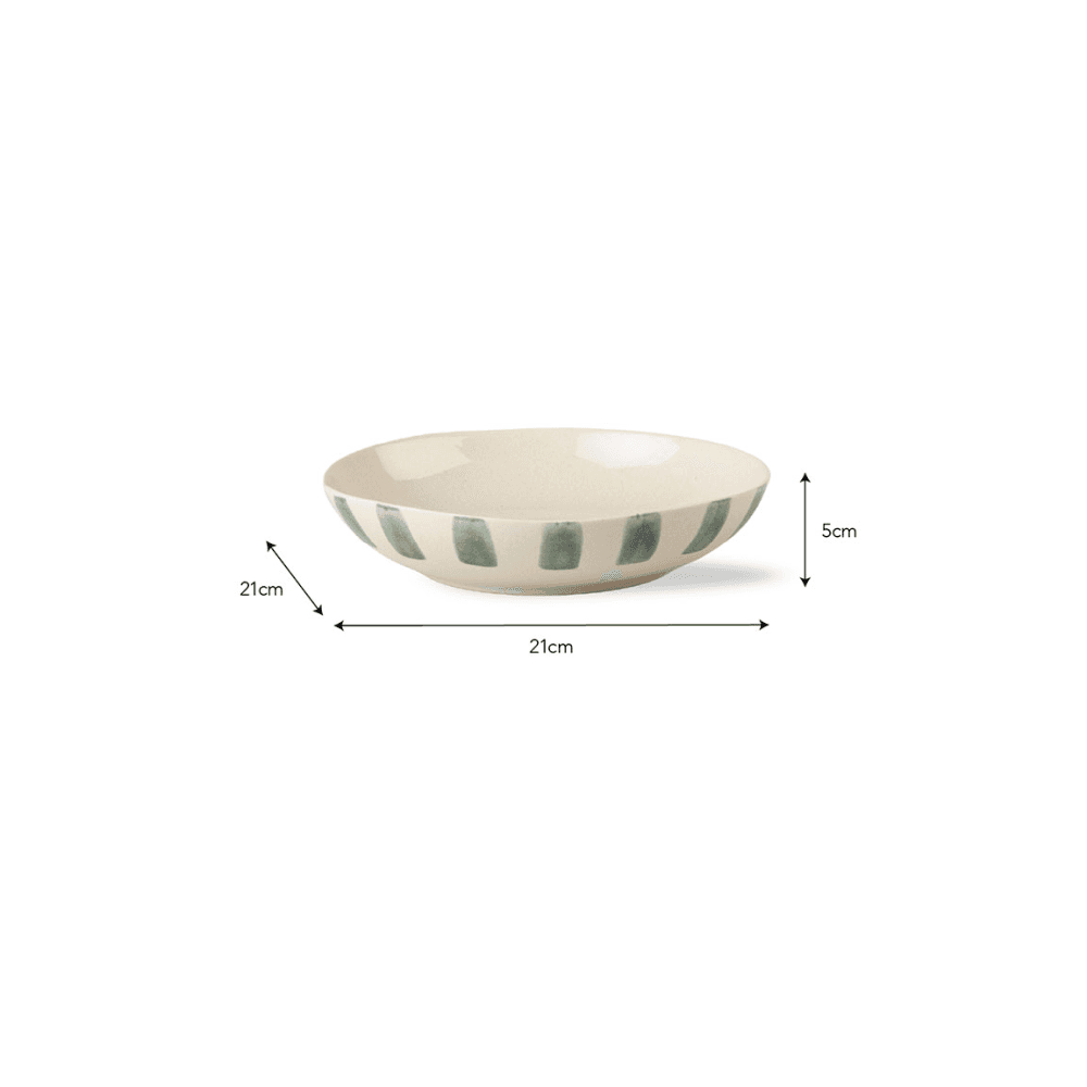 Cranwell Stripe Edge Pasta Bowl, Fern
