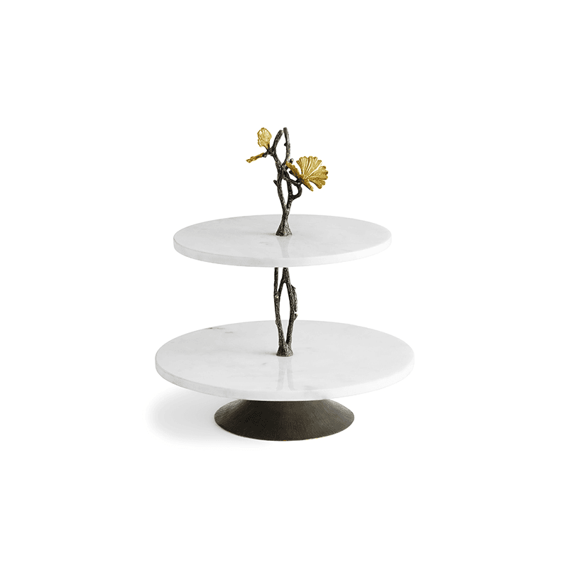 Butterfly Gingko Etagere, White Marble
