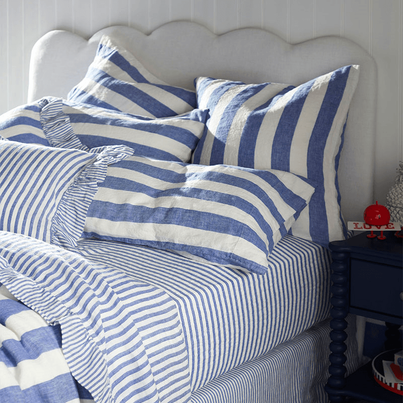 Cora Stripe Linen Fitted Sheet